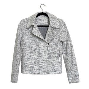 Max Studio Cream Marled Knit Moto Jacket